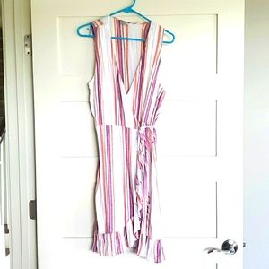 Rails striped, sleeveless wrap dress